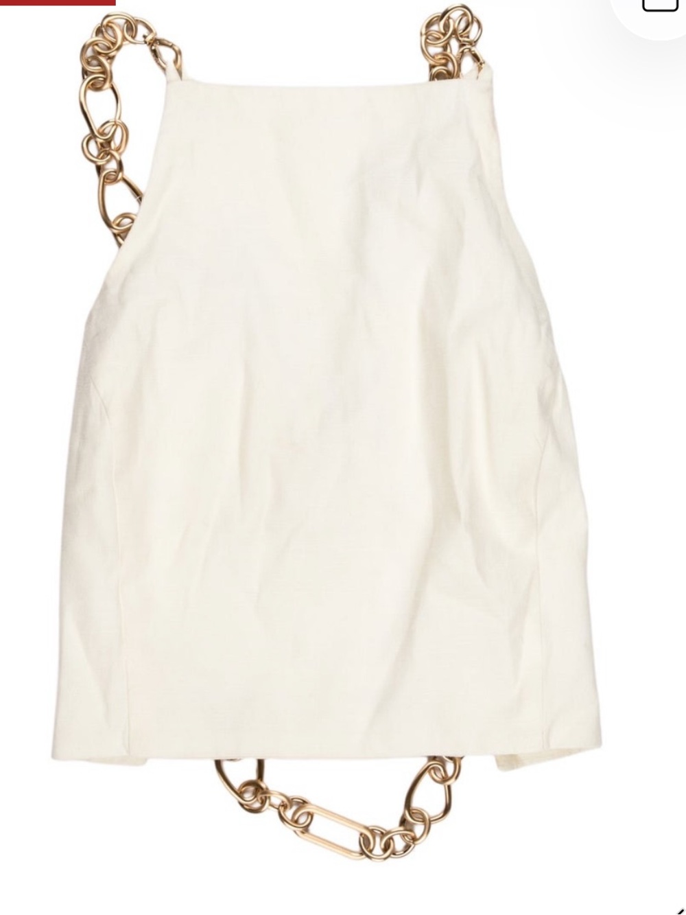 cult gaia Cream halter top with Gold Chain Straps